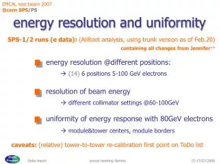 energy resolution and uniformity