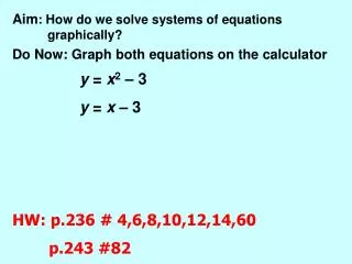 Aim : How do we solve systems of equations 	graphically?