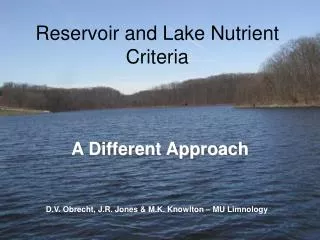 Reservoir and Lake Nutrient Criteria