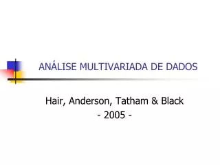 an lise multivariada de dados