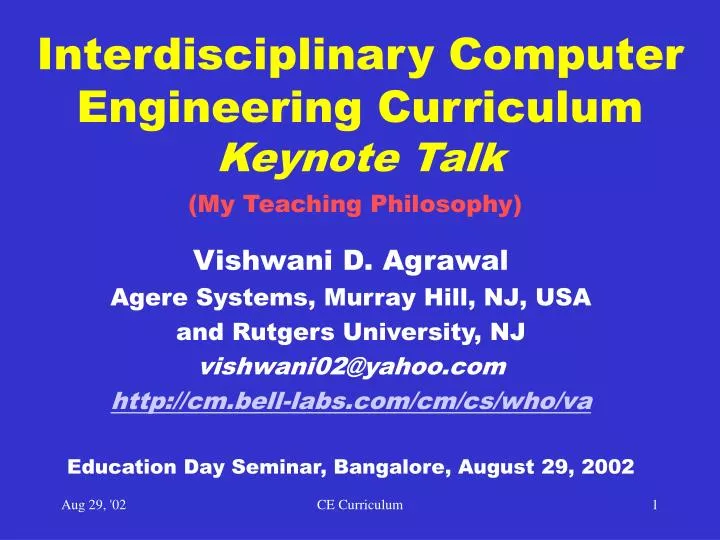 interdisciplinary computer engineering curriculum keynote talk