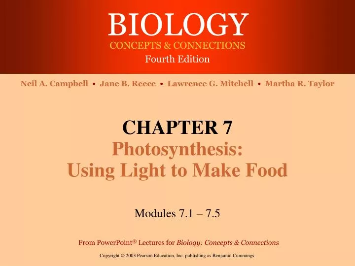 chapter 7 photosynthesis using light to make food