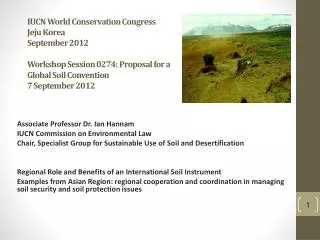 Associate Professor Dr. Ian Hannam IUCN Commission on Environmental Law