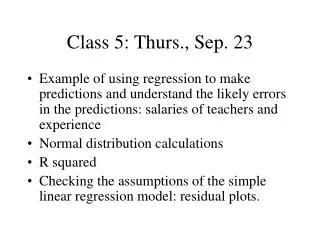 Class 5: Thurs., Sep. 23