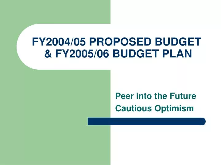 fy2004 05 proposed budget fy2005 06 budget plan