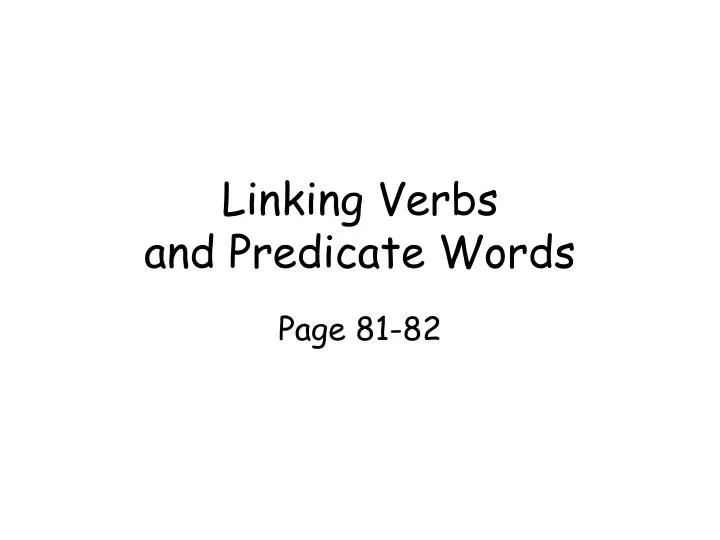 linking verbs and predicate words
