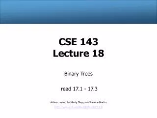 CSE 143 Lecture 18