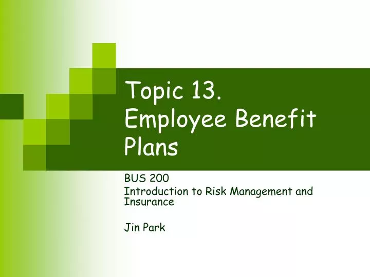 topic 13 employee benefit plans