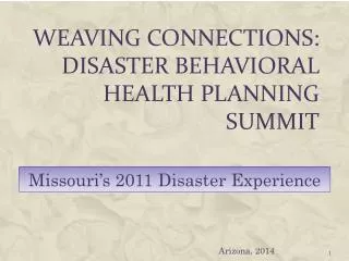 Weaving Connections: Disaster Behavioral Health Planning Summit
