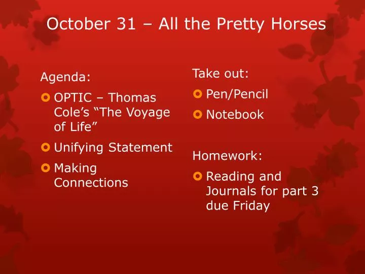 october 31 all the pretty horses