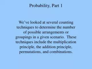 Probability, Part 1