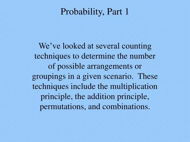 probability part 1