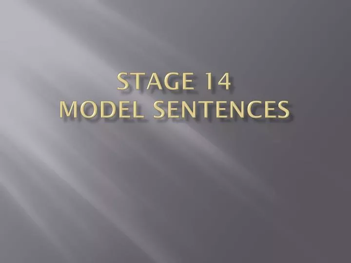 stage 14 model sentences