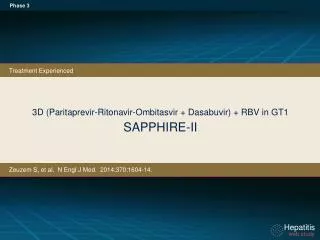 3 D (Paritaprevir -Ritonavir -Ombitasvir + Dasabuvir) + RBV in GT1 SAPPHIRE-II