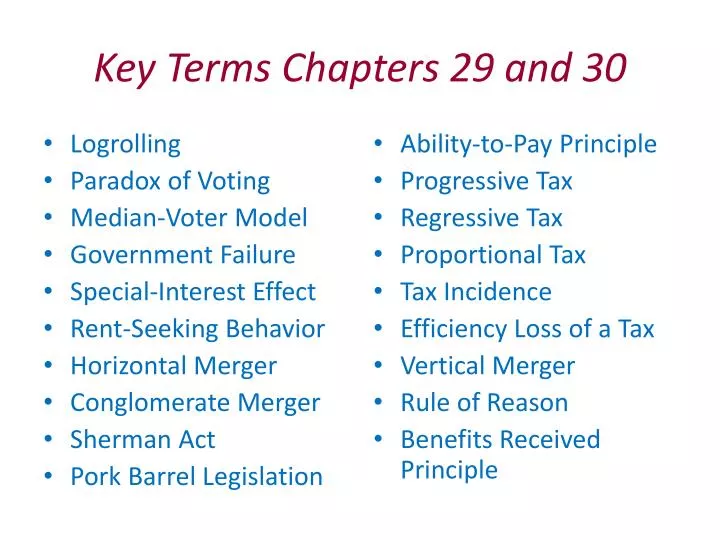 key terms chapters 29 and 30