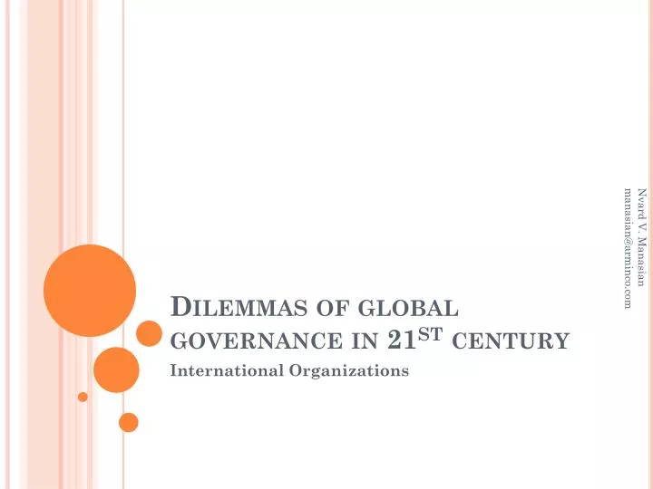 dilemmas of global governance in 21 st century
