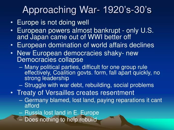 approaching war 1920 s 30 s