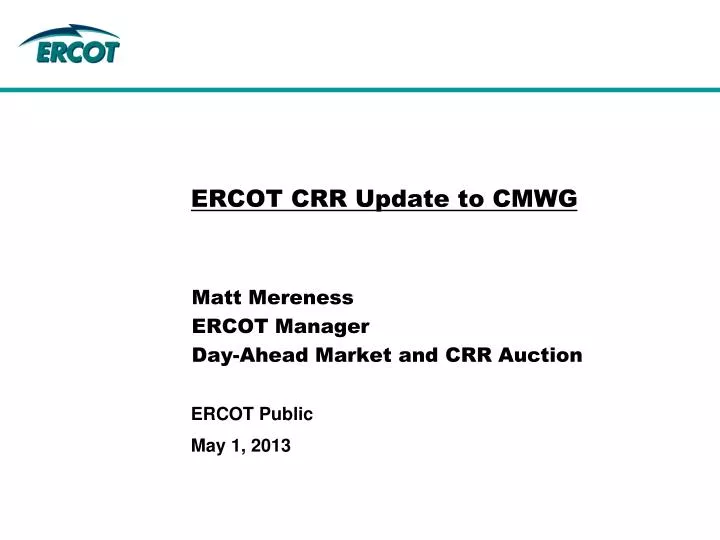 ercot crr update to cmwg