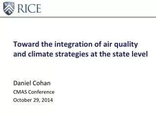 Toward the integration of air quality and climate strategies at the state level