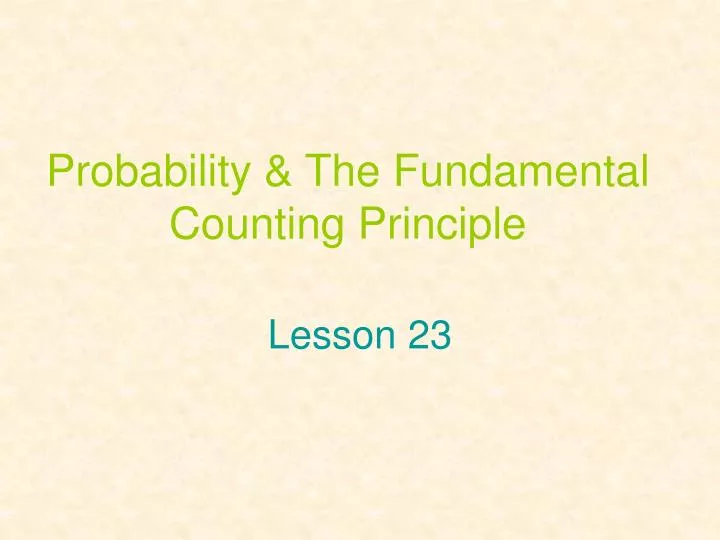 probability the fundamental counting principle
