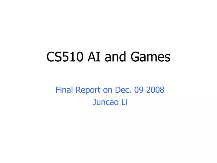 cs510 ai and games