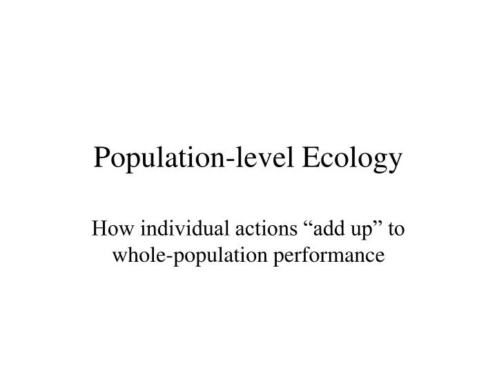 population level ecology