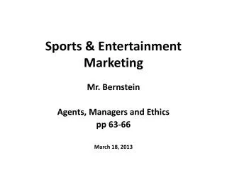 Sports &amp; Entertainment Marketing