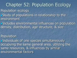 Chapter 52: Population Ecology