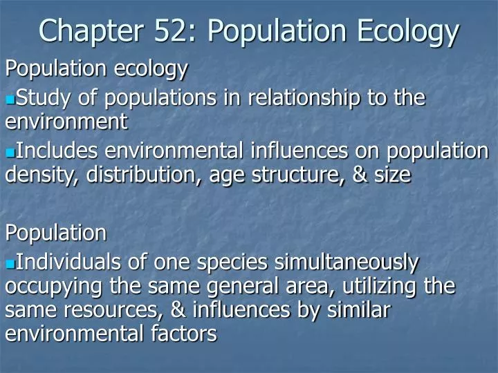 chapter 52 population ecology