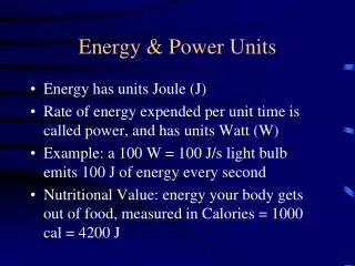 Energy &amp; Power Units