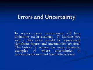 Errors and Uncertainty