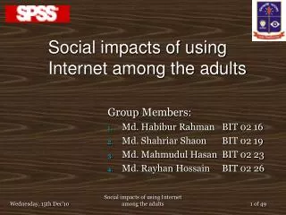 Social impacts of using Internet among the adults