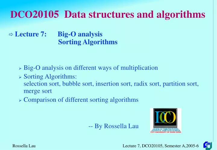 dco 20105 data structures and algorithms