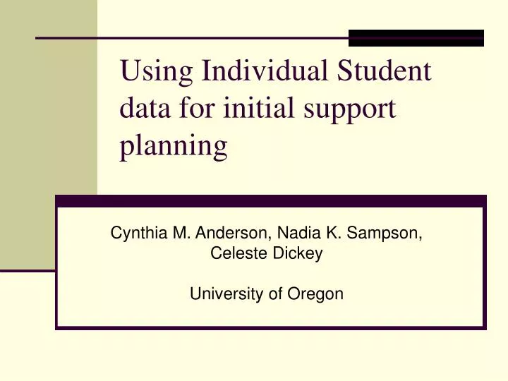 using individual student data for initial support planning