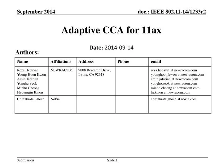 adaptive cca for 11ax