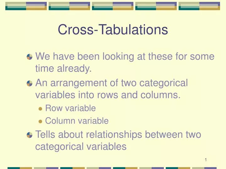 cross tabulations
