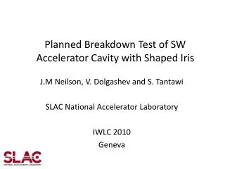Planned Breakdown Test of SW Accelerator Cavity with Shaped Iris