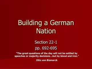 Building a German Nation