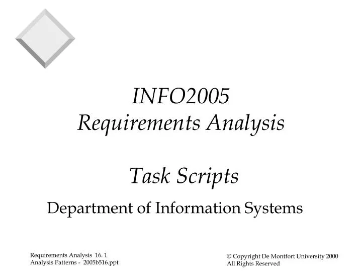 info2005 requirements analysis task scripts