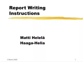 Report Writing Instructions
