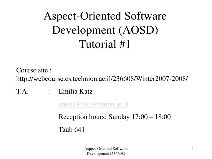 aspect oriented software development aosd tutorial 1