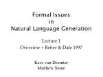 Formal Issues in Natural Language Generation - slide 1