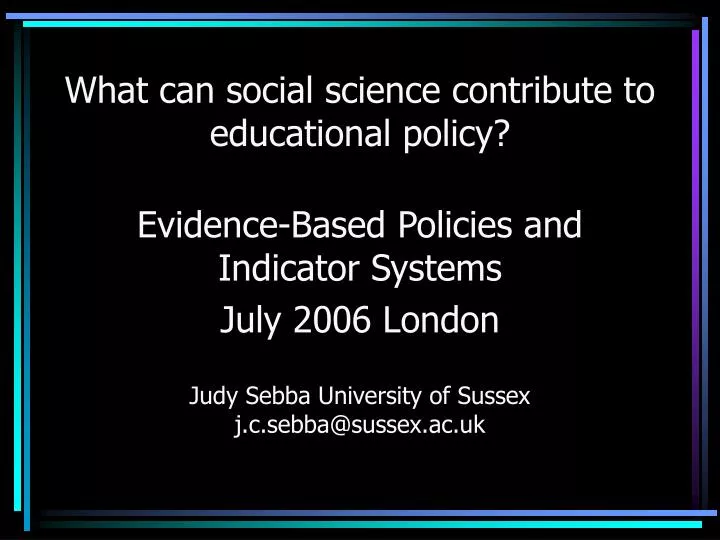 what can social science contribute to educational policy