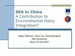 SEA in China A Contribution to Environmental Policy Integration?