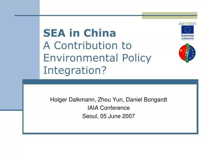 sea in china a contribution to environmental policy integration