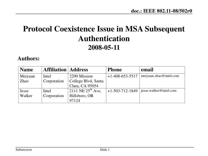 protocol coexistence issue in msa subsequent authentication 2008 05 11
