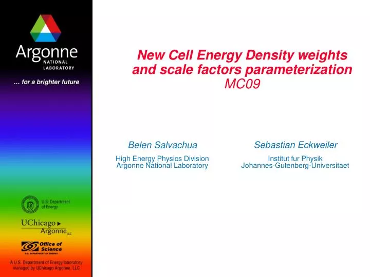 new cell energy density weights and scale factors parameterization mc09