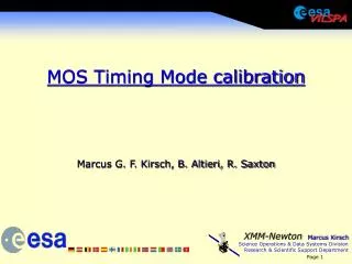 MOS Timing Mode calibration