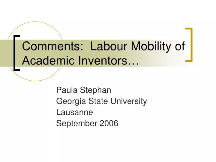 comments labour mobility of academic inventors