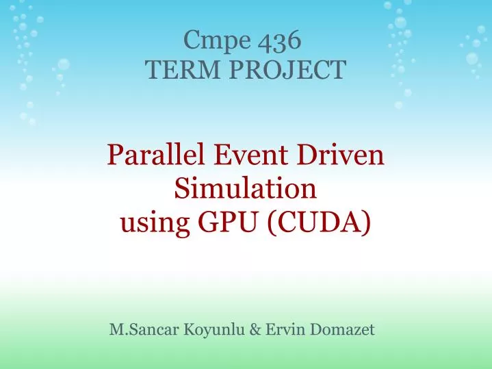 parallel event driven simulation using gpu cuda